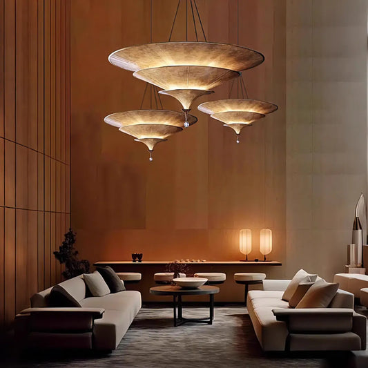 Suspension Art Déco en métal à plusieurs niveaux, style parasol