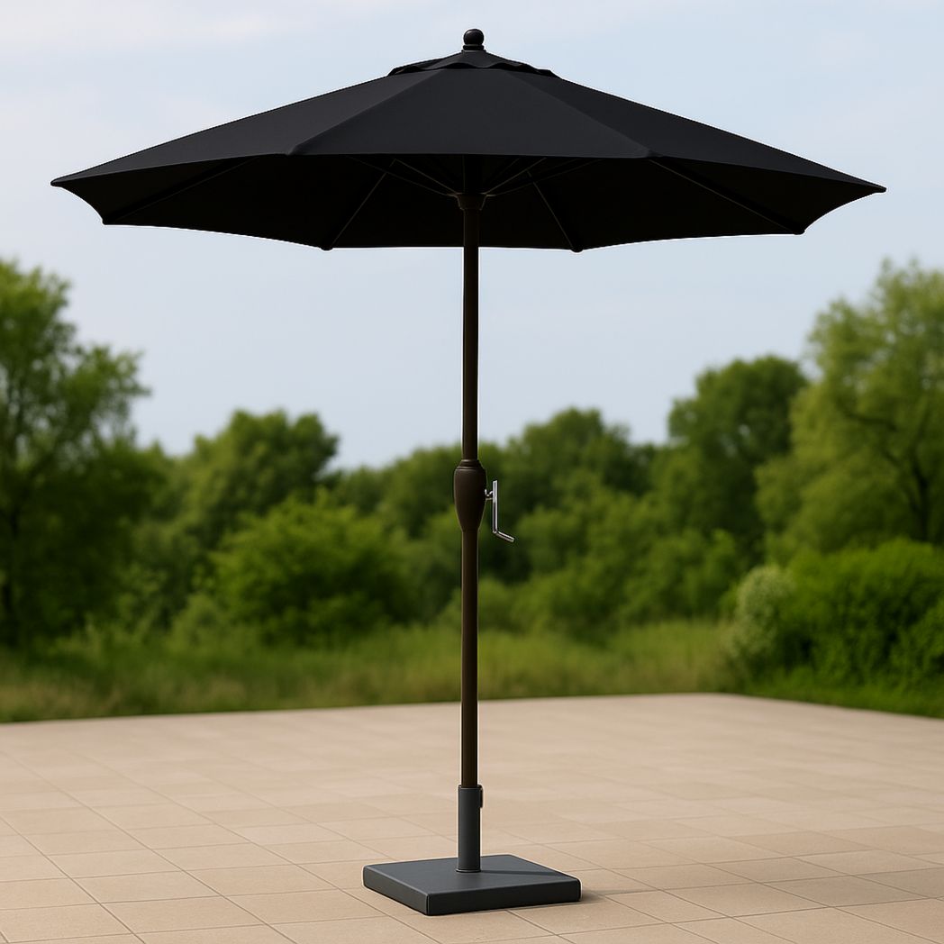 Parasol de Jardin Rond Noir Polyester diamètre 300 cm avec Mât Aluminium