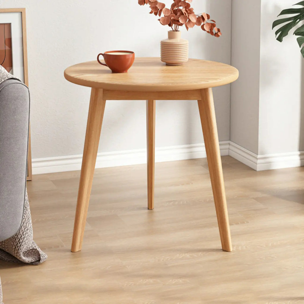 Table d'appoint ronde en bois à 2 niveaux avec rangement pour salon