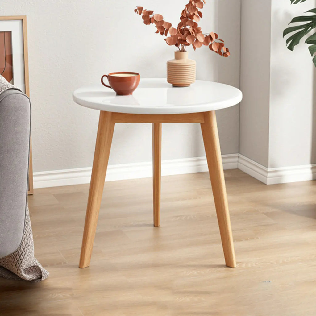 Table d'appoint ronde en bois à 2 niveaux avec rangement pour salon