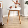 Table d'appoint ronde en bois à 2 niveaux avec rangement pour salon