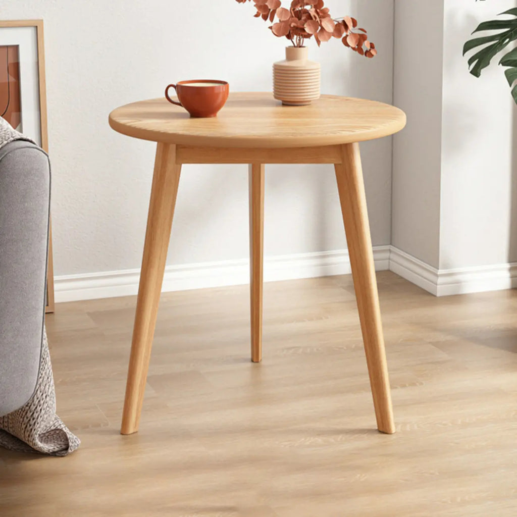 Table d'appoint ronde en bois à 2 niveaux avec rangement pour salon