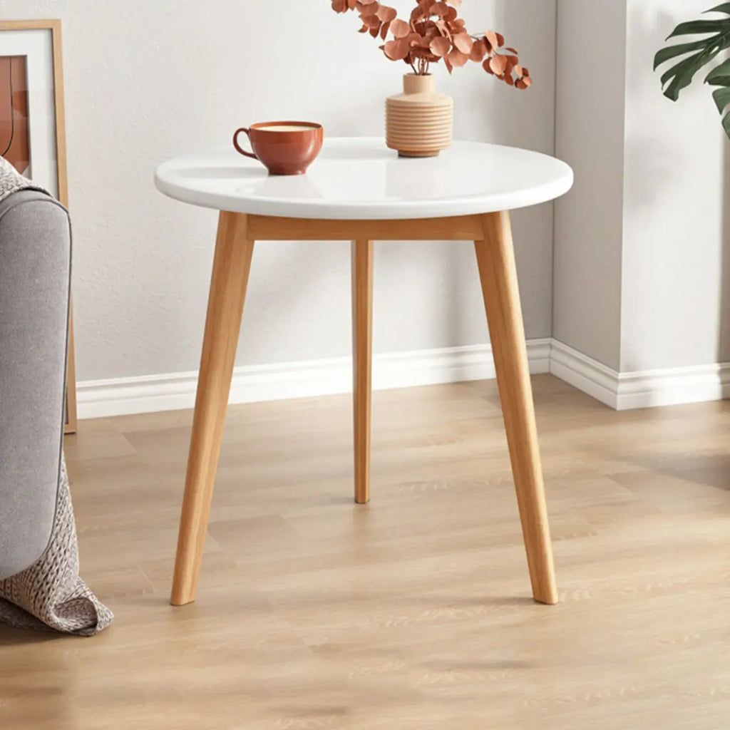 Table d'appoint ronde en bois à 2 niveaux avec rangement pour salon