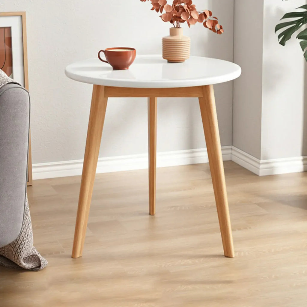 Table d'appoint ronde en bois à 2 niveaux avec rangement pour salon