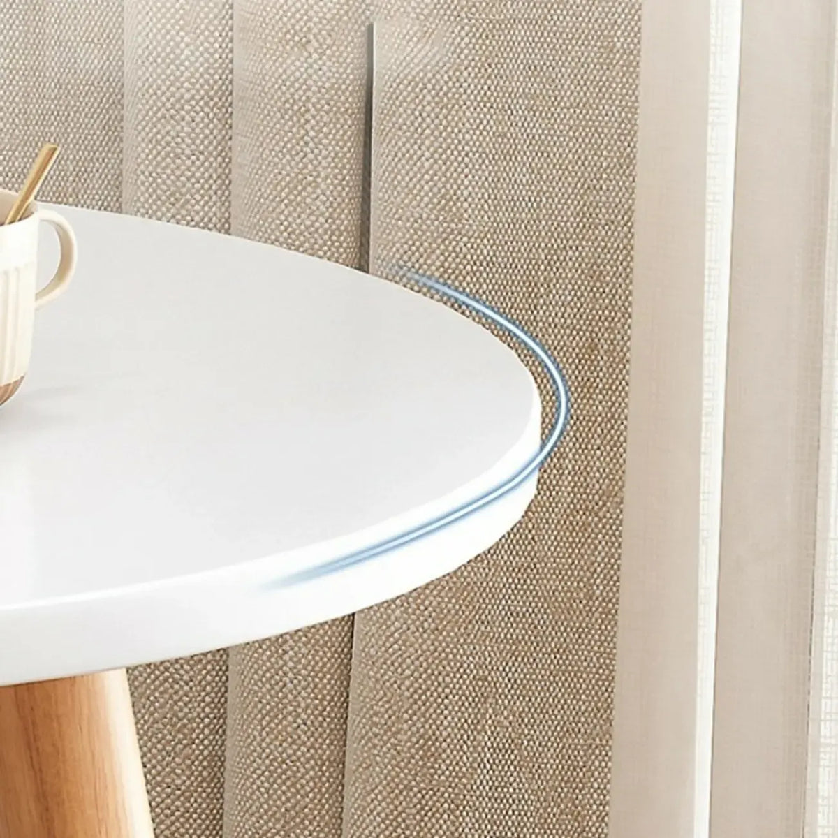 Table d'appoint ronde en bois à 2 niveaux avec rangement pour salon