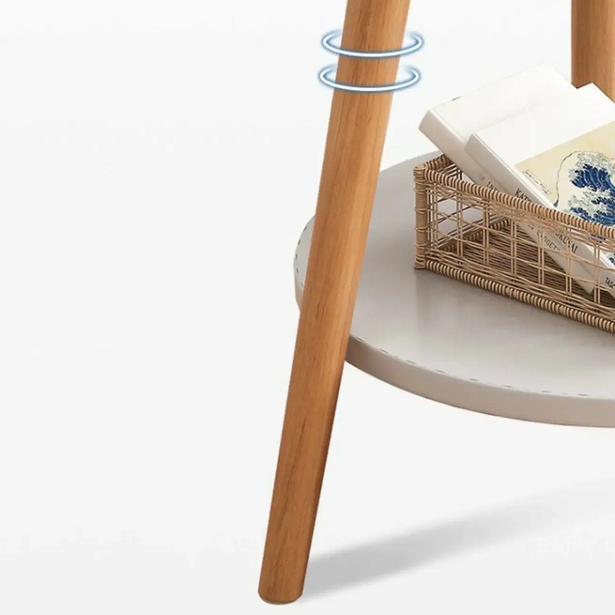 Table d'appoint ronde en bois à 2 niveaux avec rangement pour salon
