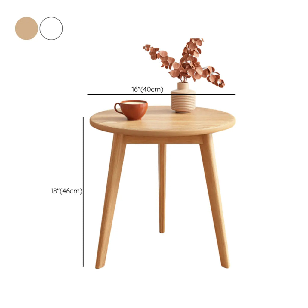 Table d'appoint ronde en bois à 2 niveaux avec rangement pour salon
