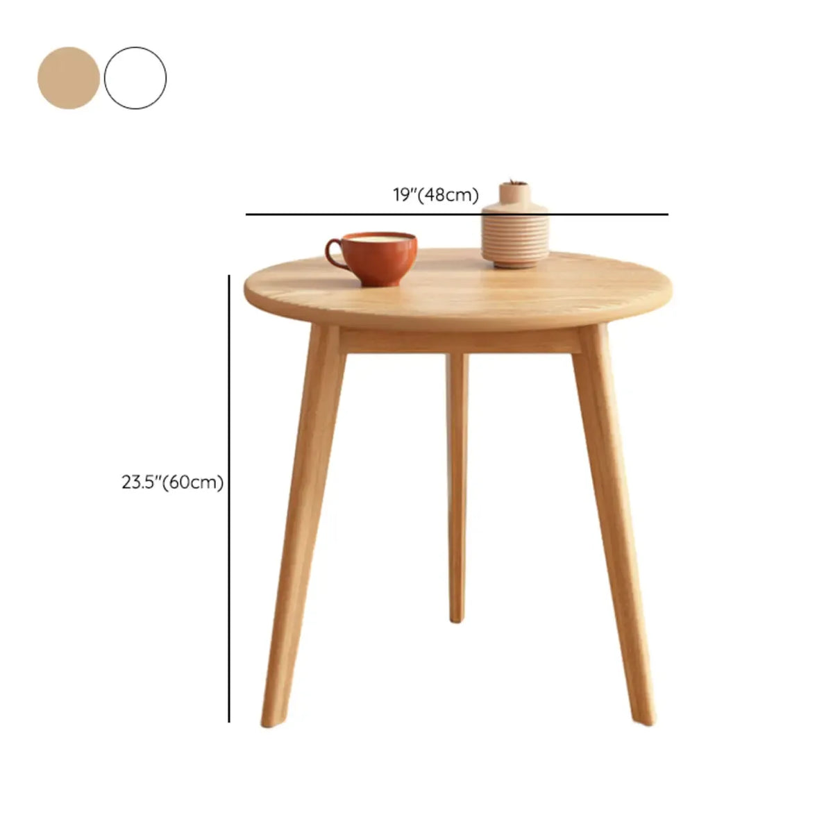 Table d'appoint ronde en bois à 2 niveaux avec rangement pour salon