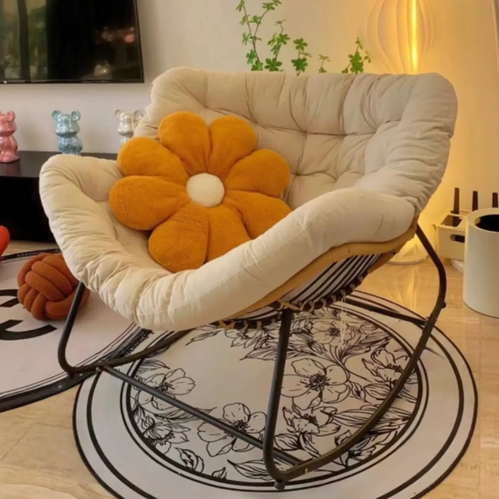 Fauteuil à bascule rembourré sans accoudoirs avec coussin pour salon