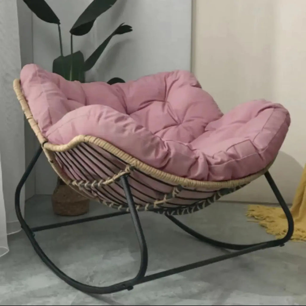 Fauteuil à bascule rembourré sans accoudoirs avec coussin pour salon