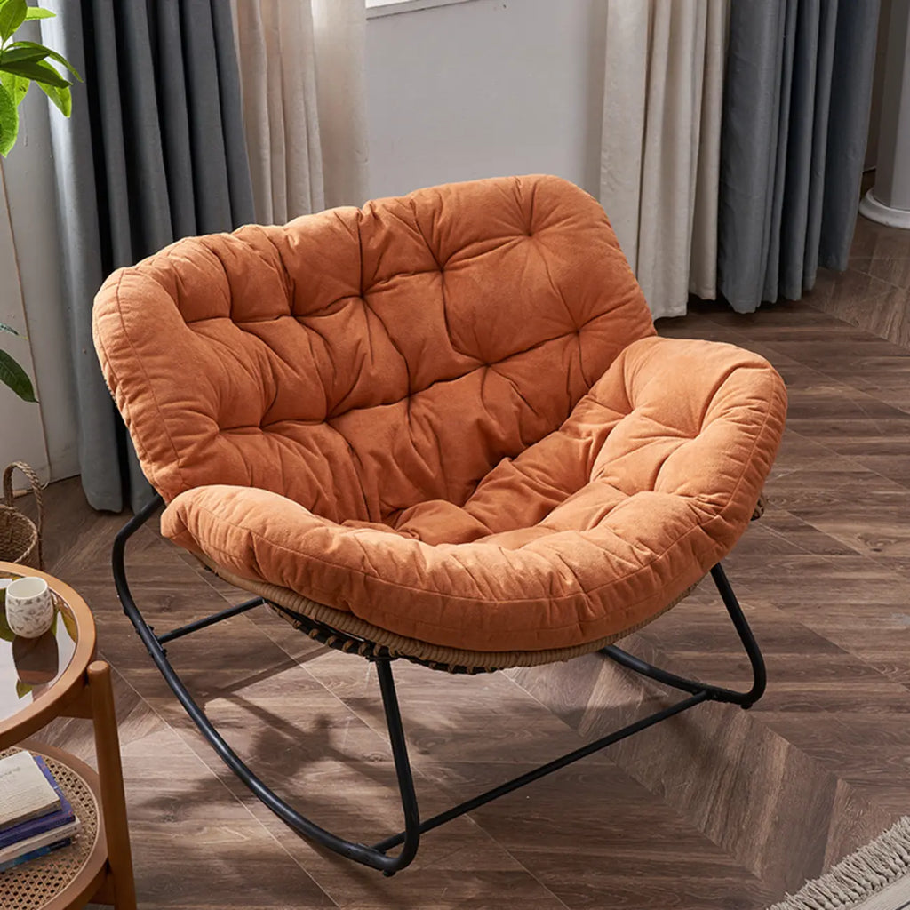 Fauteuil à bascule rembourré sans accoudoirs avec coussin pour salon