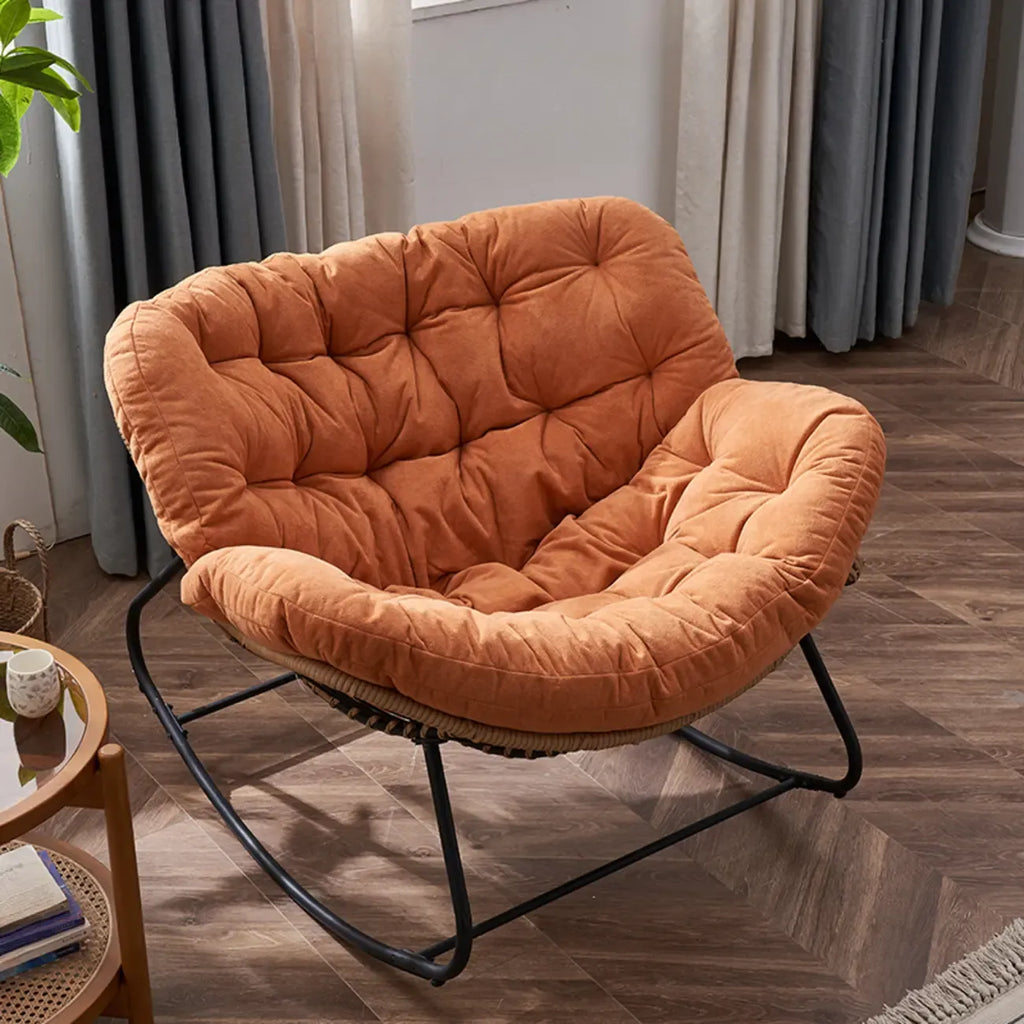Fauteuil à bascule rembourré sans accoudoirs avec coussin pour salon