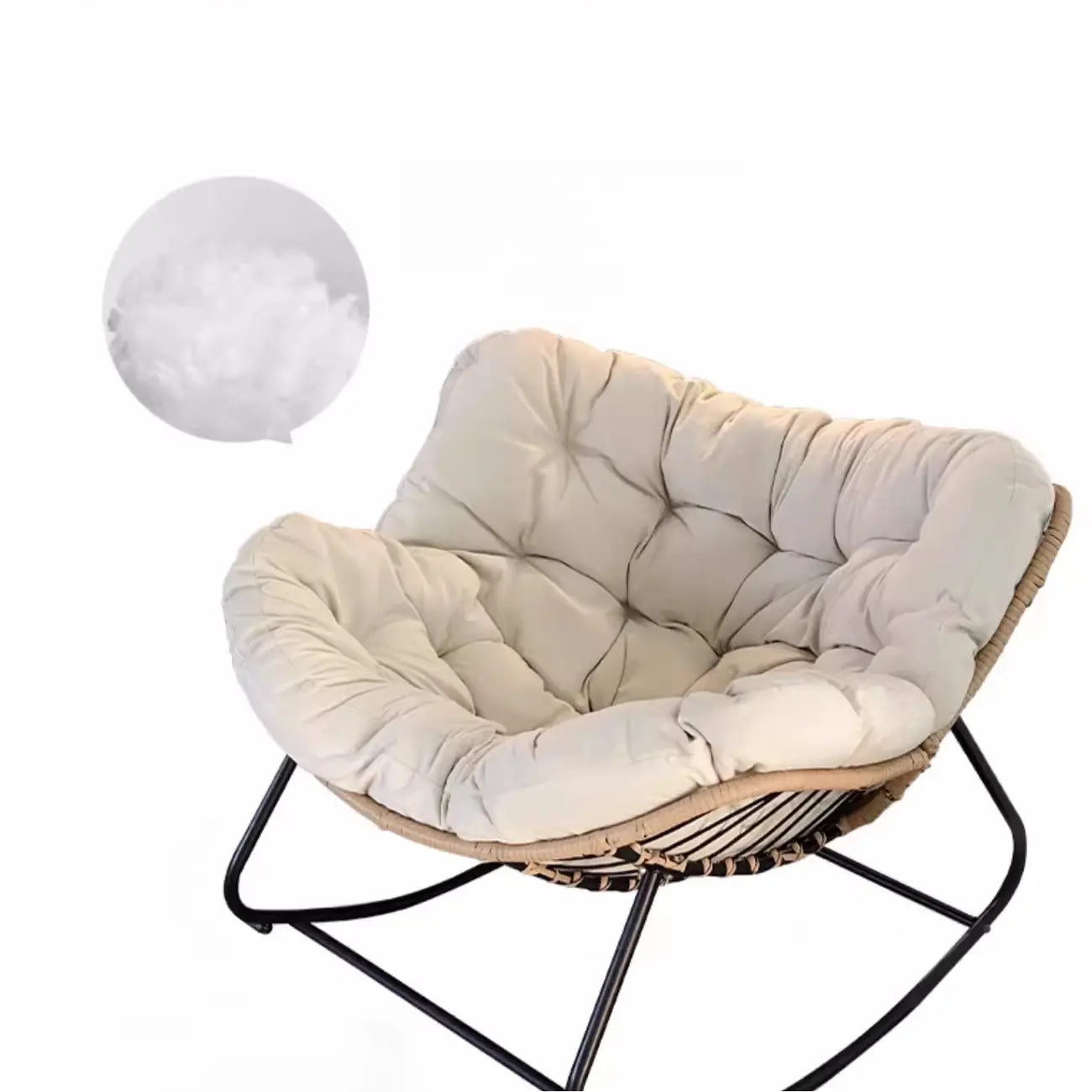 Fauteuil à bascule rembourré sans accoudoirs avec coussin pour salon