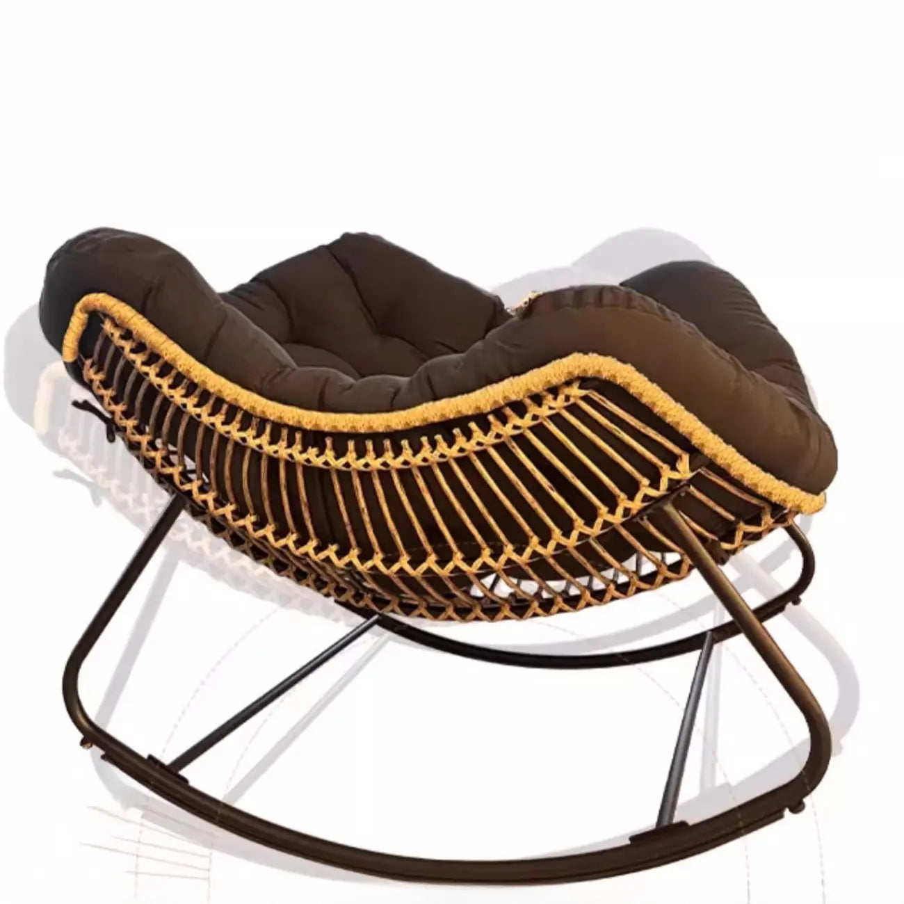 Fauteuil à bascule rembourré sans accoudoirs avec coussin pour salon