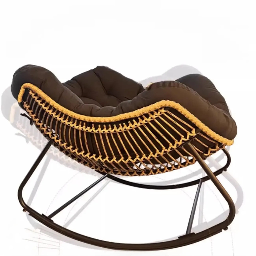 Fauteuil à bascule rembourré sans accoudoirs avec coussin pour salon