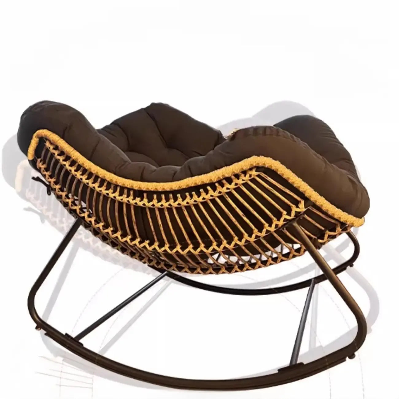 Fauteuil à bascule rembourré sans accoudoirs avec coussin pour salon