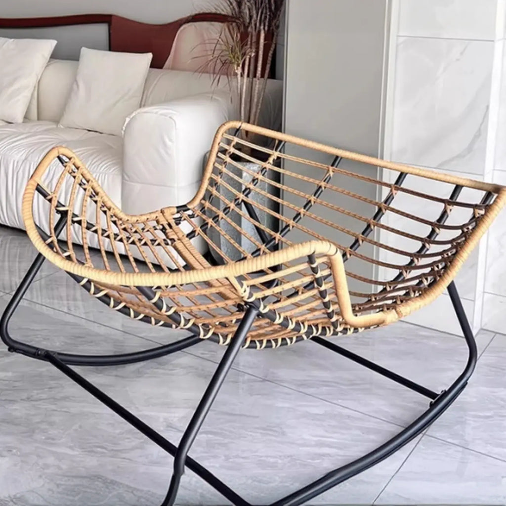 Fauteuil à bascule rembourré sans accoudoirs avec coussin pour salon