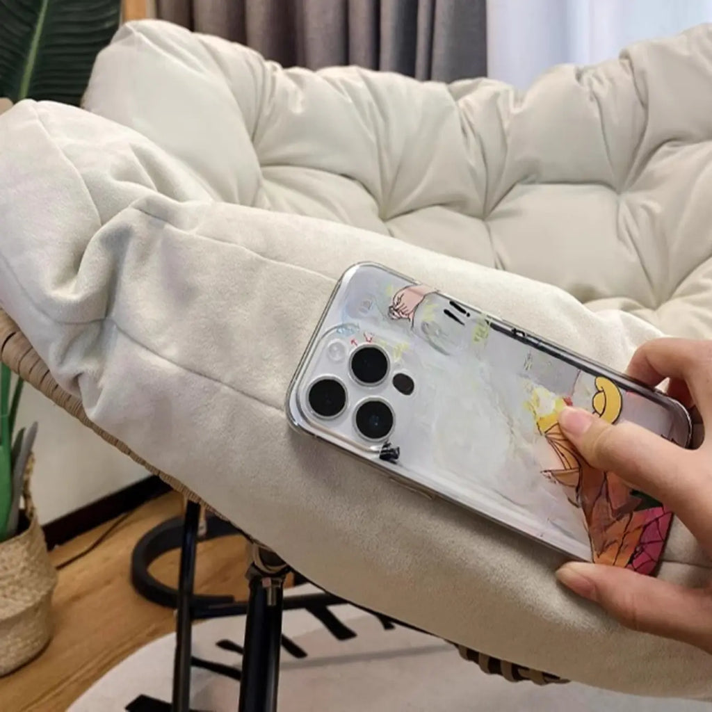 Fauteuil à bascule rembourré sans accoudoirs avec coussin pour salon