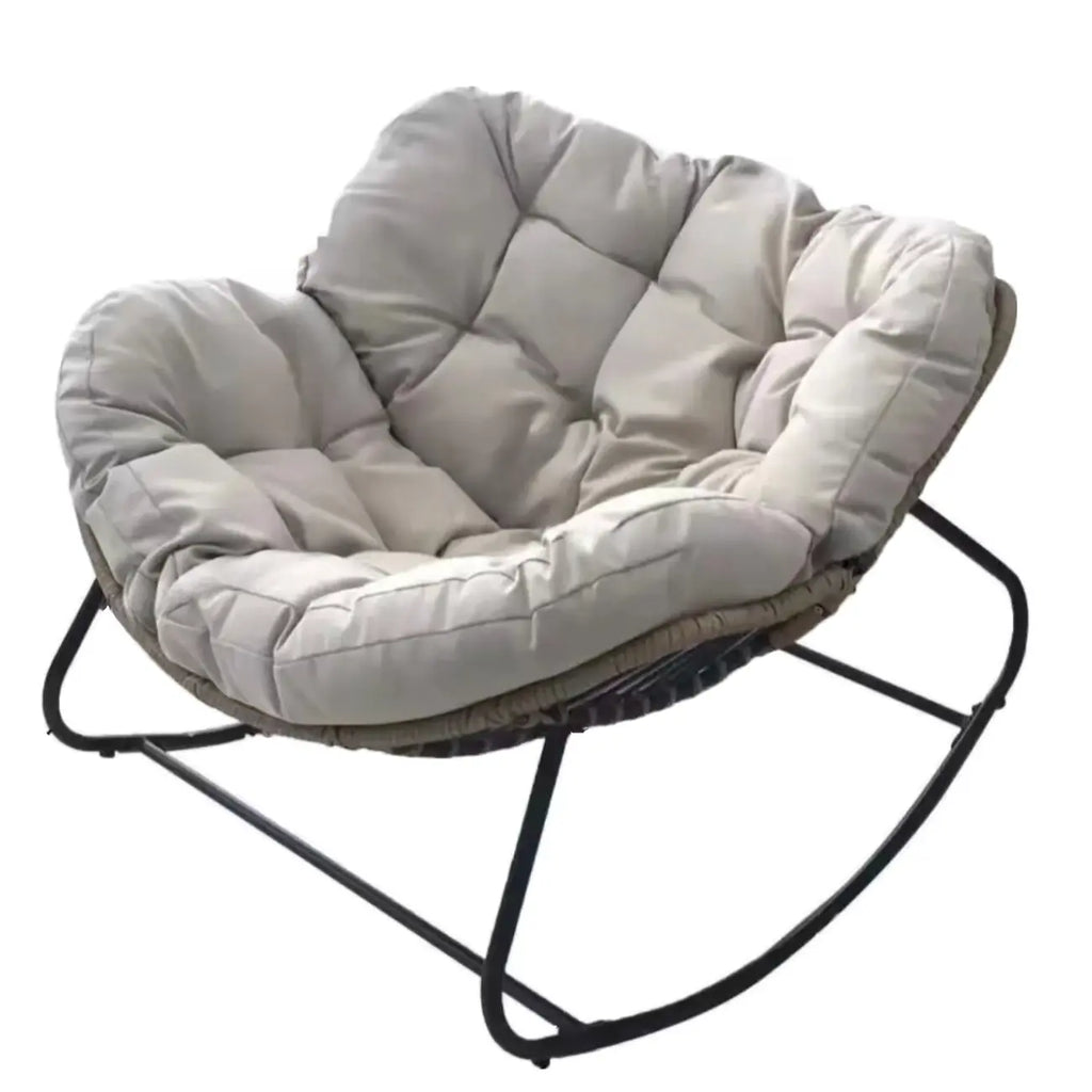Fauteuil à bascule rembourré sans accoudoirs avec coussin pour salon