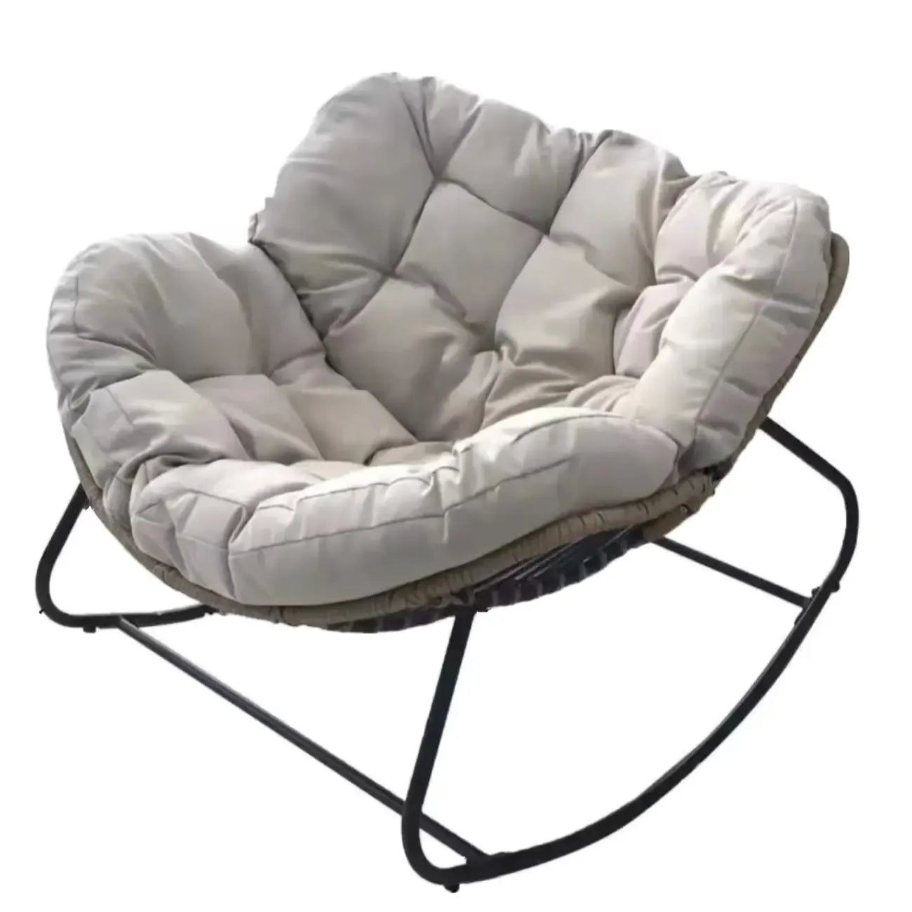 Fauteuil à bascule rembourré sans accoudoirs avec coussin pour salon