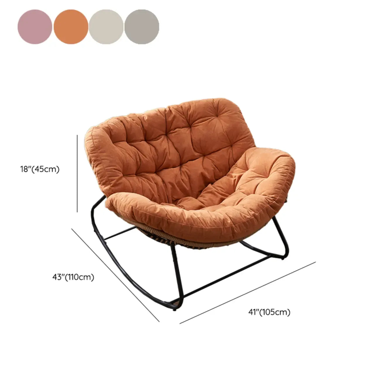 Fauteuil à bascule rembourré sans accoudoirs avec coussin pour salon