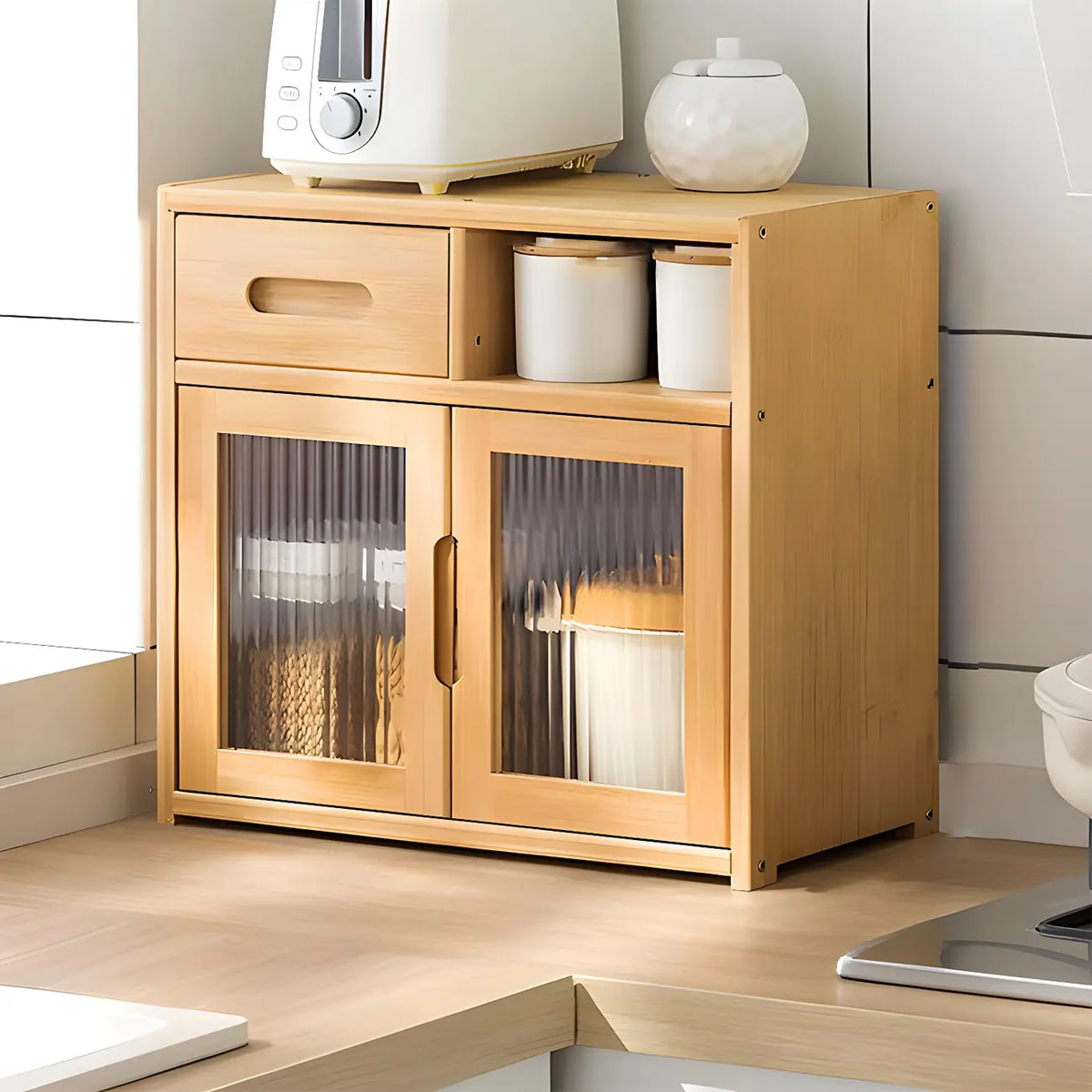 Vitrine Acrylique Sur Pied – 53,14 Pouces – Cadre En Bambou Naturel – 3 Côtés Transparents – Anti-poussière – Pour Figurines, Lego, Livres