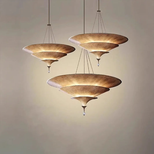 Suspension Art Déco en métal à plusieurs niveaux, style parasol