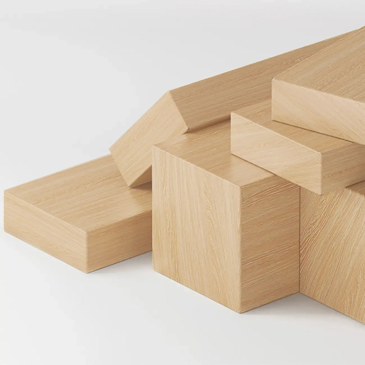 Bibliothèque basse rectangulaire en bois brun naturel avec rangement horizontal