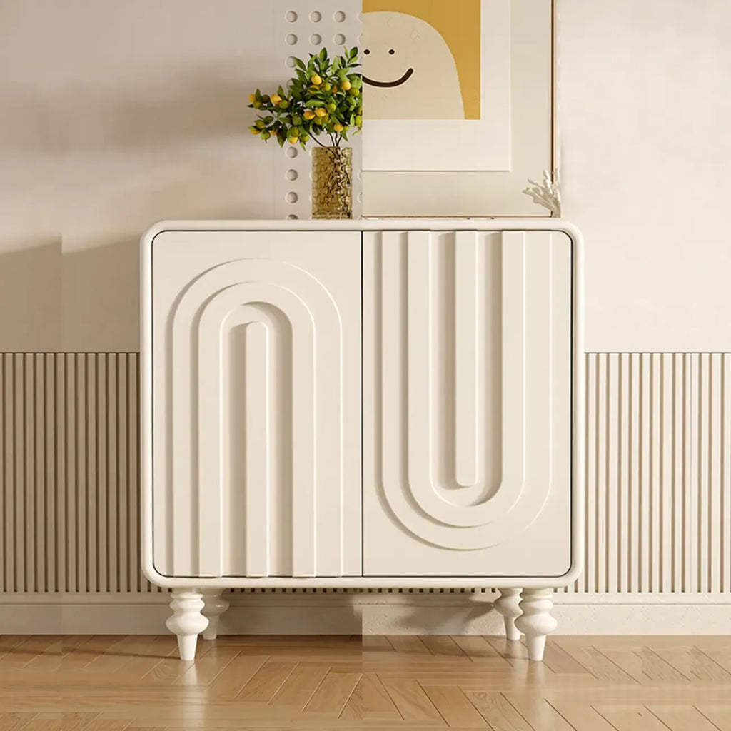 Armoire à chaussures d'entrée en bois à 3 portes sculptées en forme de vague