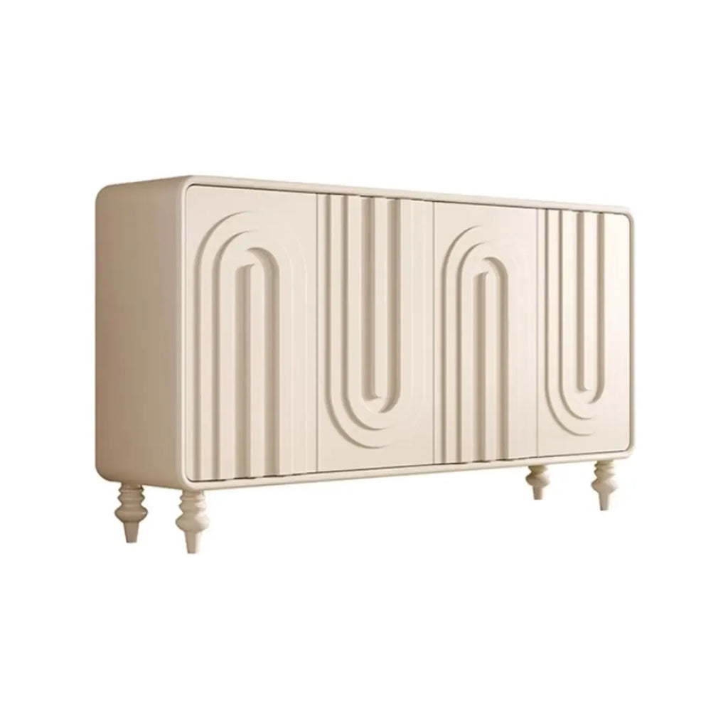 Armoire à chaussures d'entrée en bois à 3 portes sculptées en forme de vague