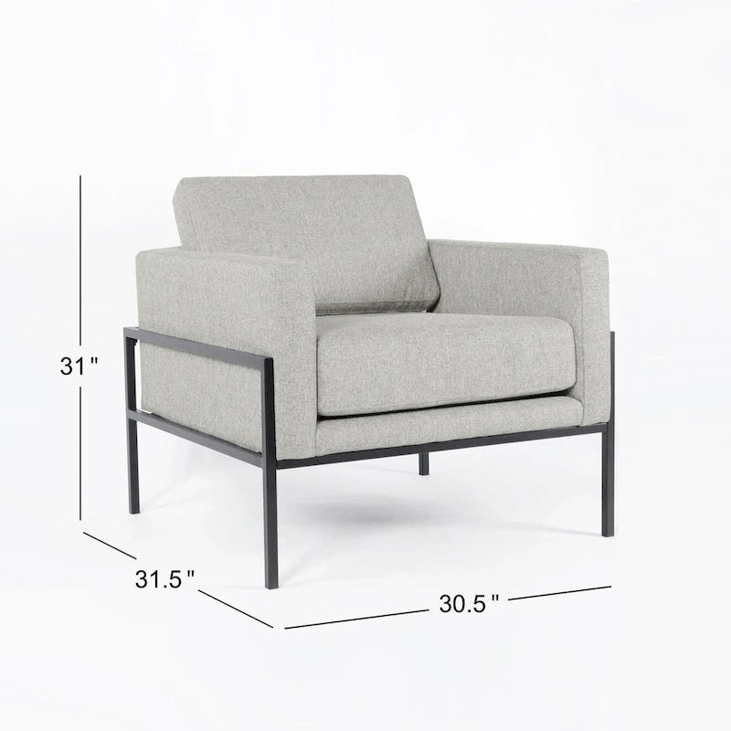 Fauteuil club moderne HomePop rembourré avec cadre en métal