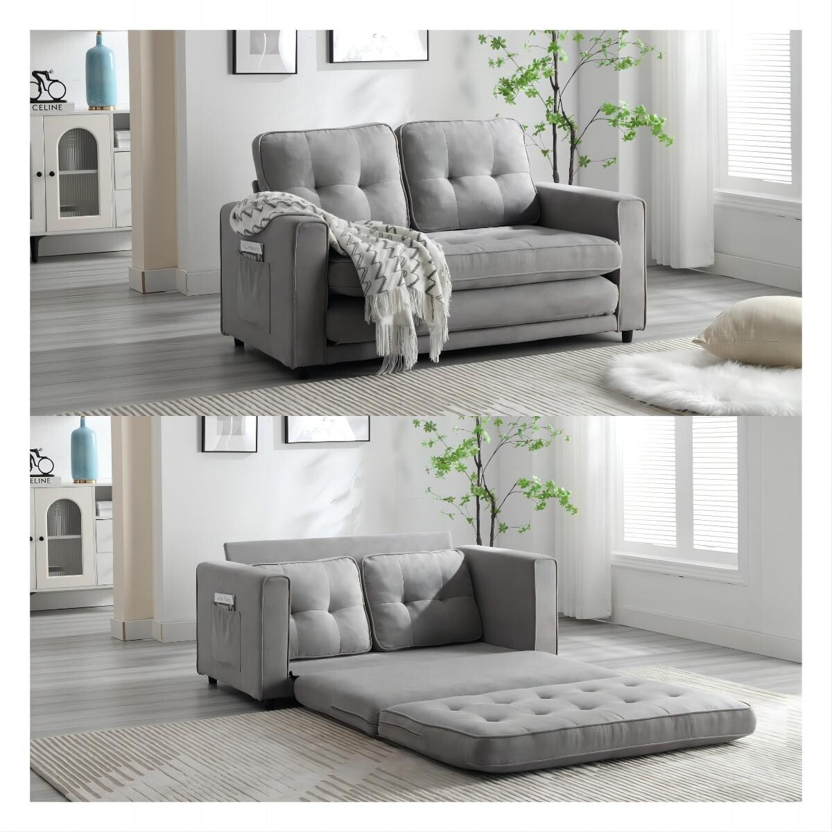 Canapé-lit futon convertible 3 places
