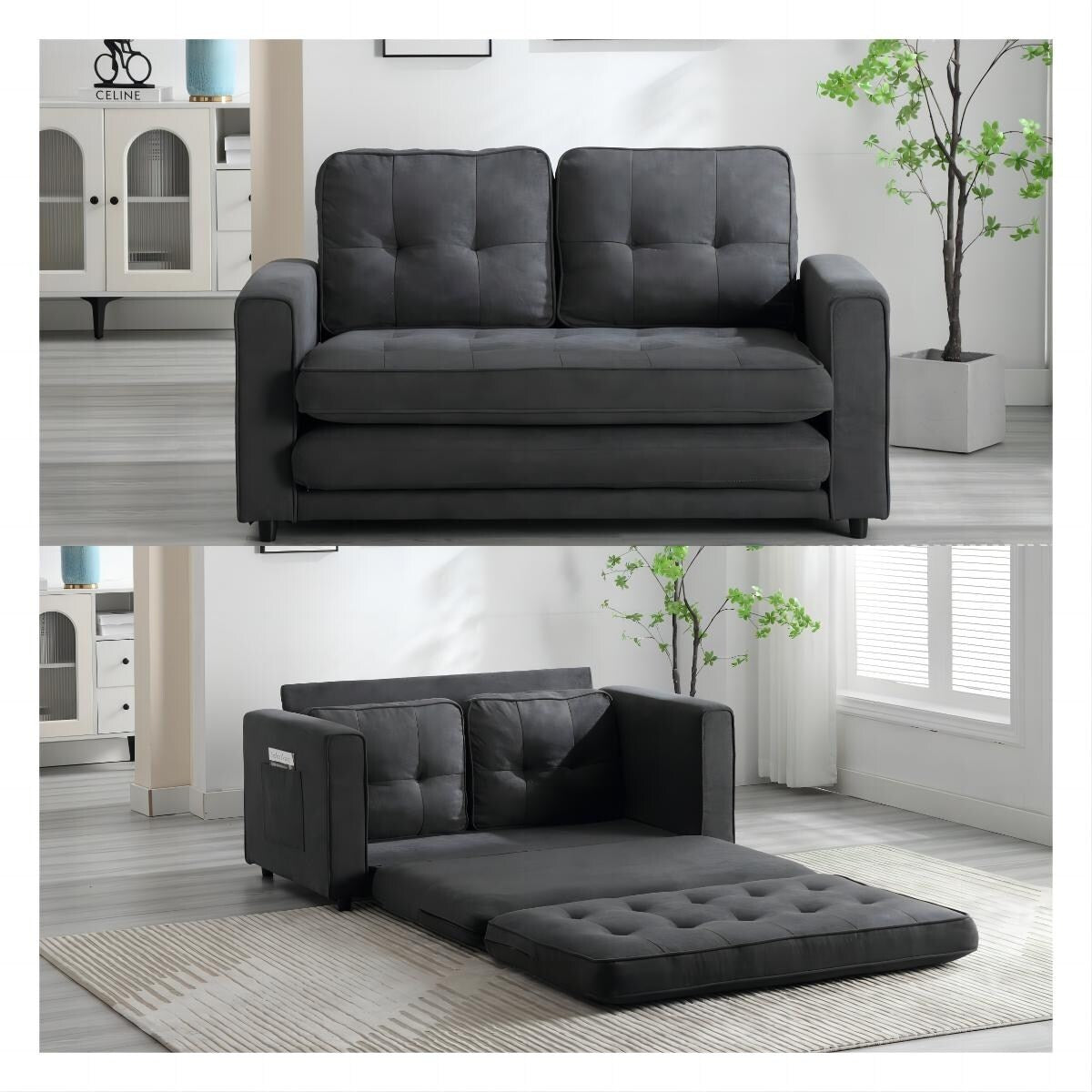 Canapé-lit futon convertible 3 places