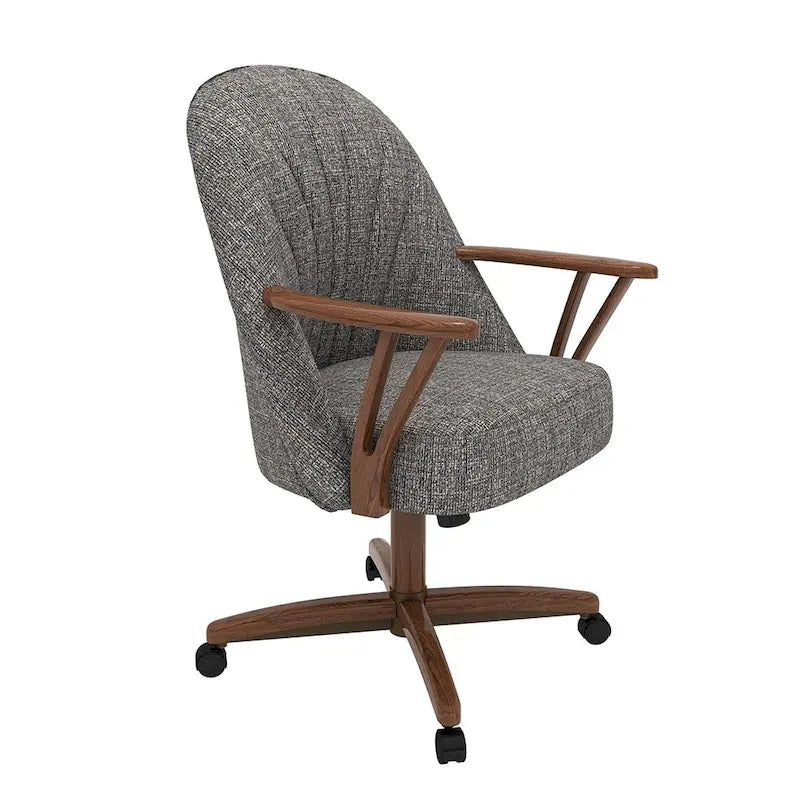 Chaise de salle à manger Chromcraft Cliff Caster, finition noyer