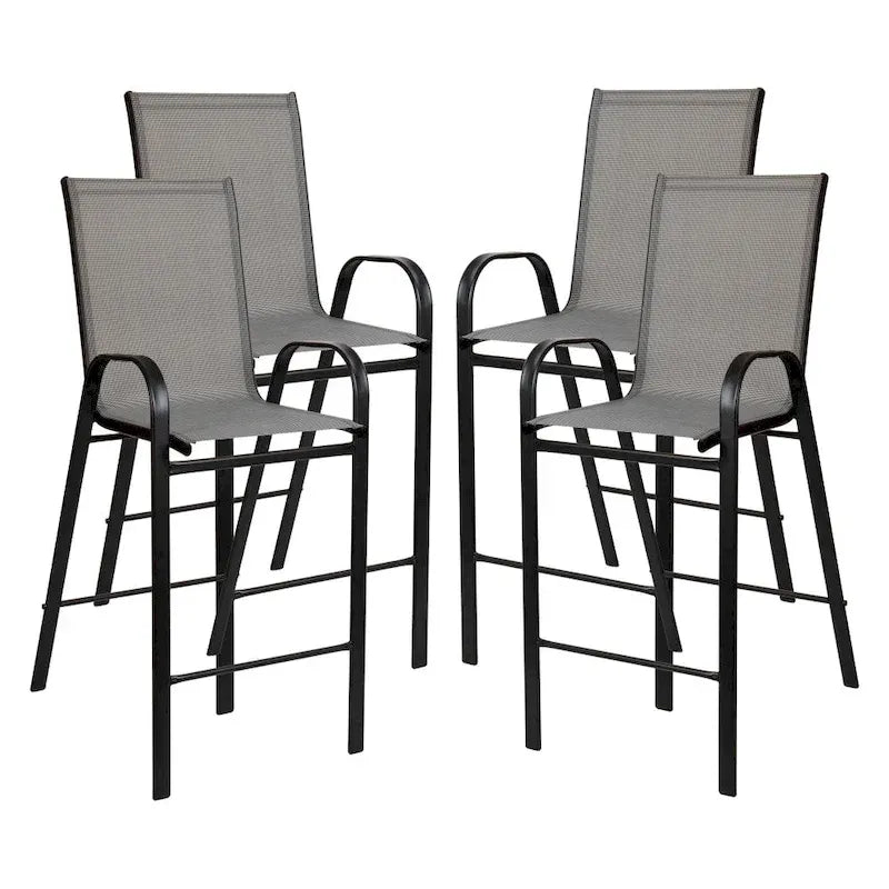 Lot de 4 tabourets de bar d'extérieur avec matériau Flex Comfort - Tabouret de terrasse