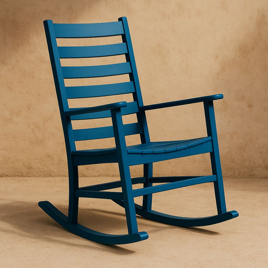 Chaise à bascule en bois de pin bleu 90x68x104 cm