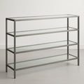 Etagère de rangement en métal et verre trempé rectangulaire 4 niveaux 120x40x90 cm Transparent/Argent