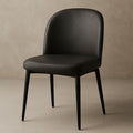 Chaise Design en Similicuir Noir avec Pieds Métal Hauteur 85cm Largeur 50cm Profondeur 55cm