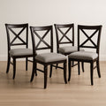 Chaises de Salle à Manger en Bois Massif avec Assise en Tissu Beige 4 Pièces