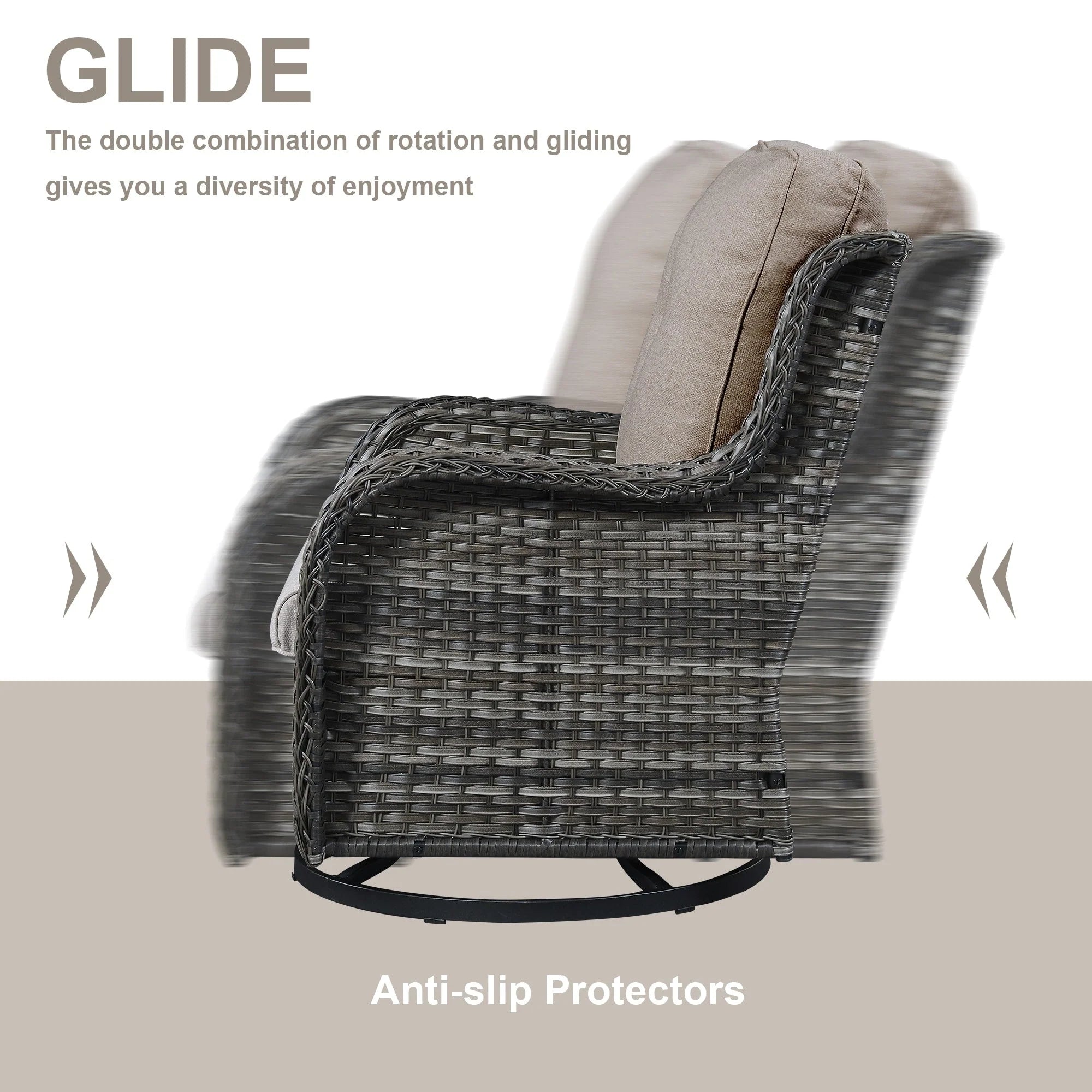 Fauteuils de jardin à bascule en osier Gymojoy avec base pivotante (lot de 2)