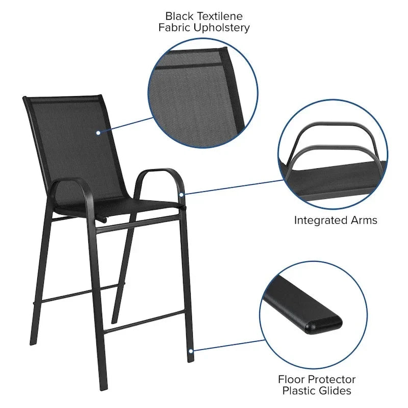Lot de 4 tabourets de bar d'extérieur avec matériau Flex Comfort - Tabouret de terrasse