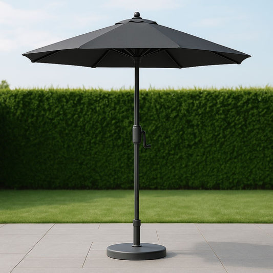 Parasol de Jardin Rond Noir en Polyester avec Mât en Aluminium diamètre 300 cm