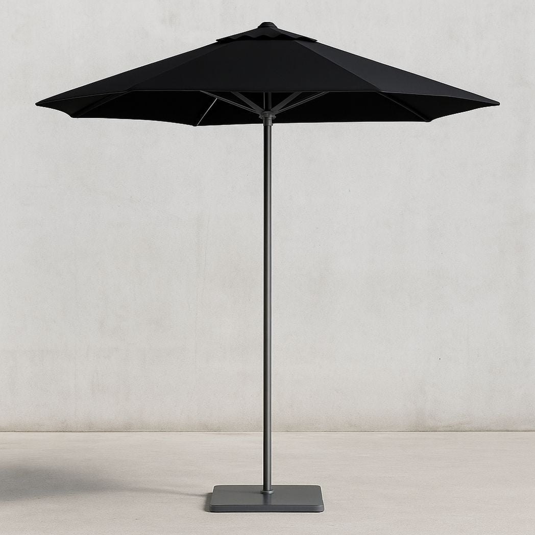Parasol de Jardin Rond Noir en Polyester et Aluminium, Diamètre 300 cm