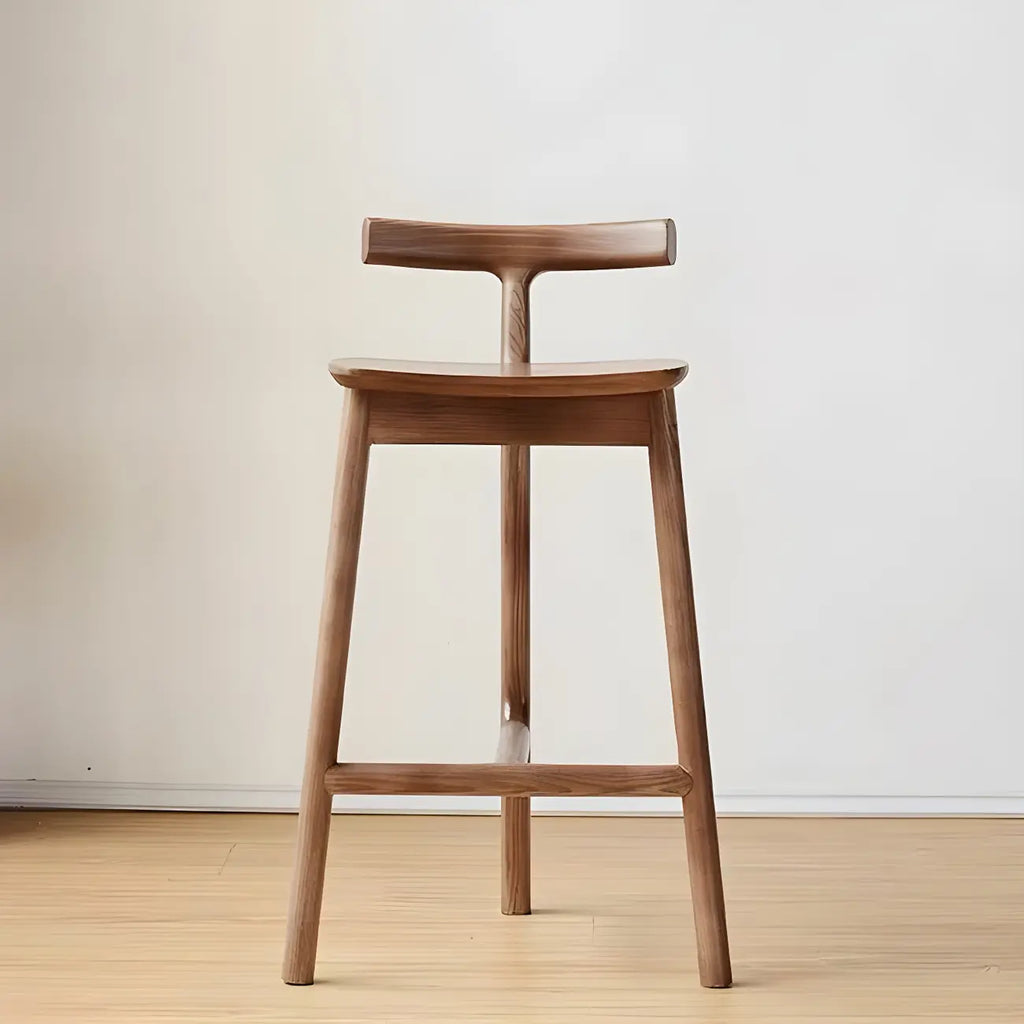 Tabouret de bar sans accoudoirs en bois de frêne naturel et tissu, trépied.