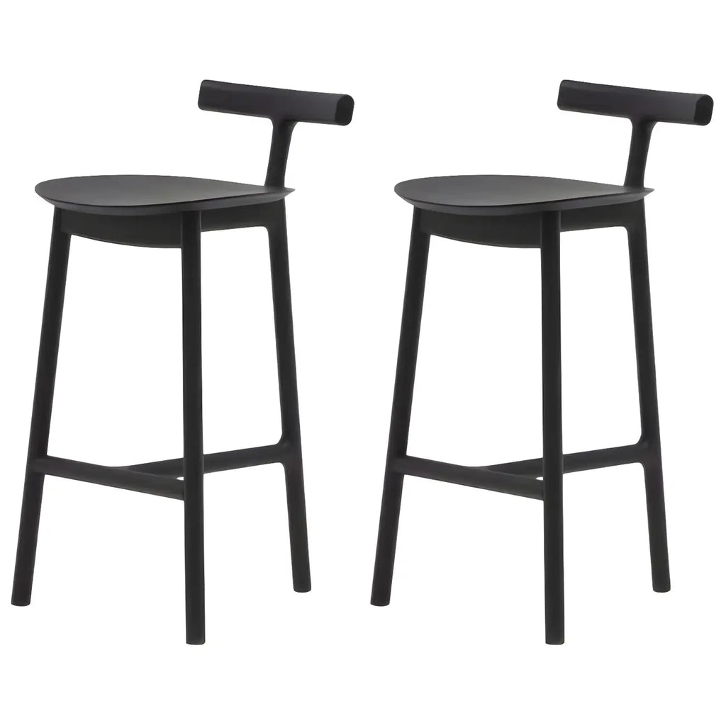 Tabouret de bar sans accoudoirs en bois de frêne naturel et tissu, trépied.