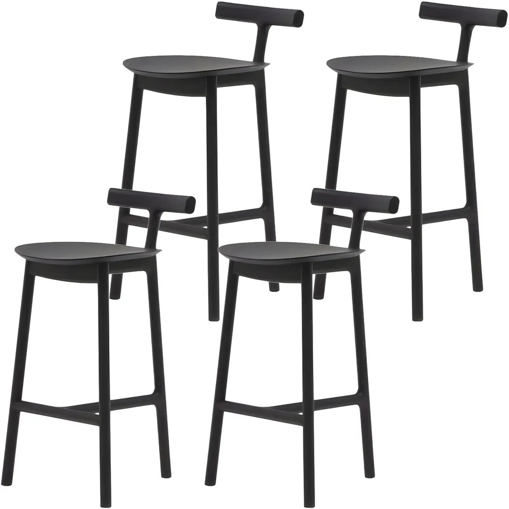 Tabouret de bar sans accoudoirs en bois de frêne naturel et tissu, trépied.