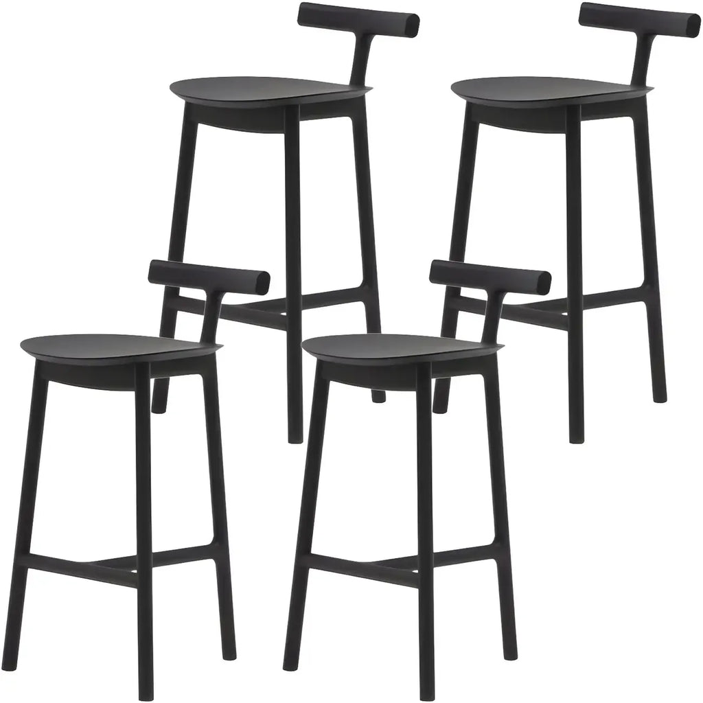 Tabouret de bar sans accoudoirs en bois de frêne naturel et tissu, trépied.