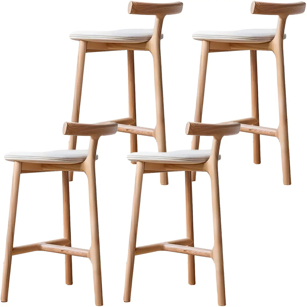 Tabouret de bar sans accoudoirs en bois de frêne naturel et tissu, trépied.