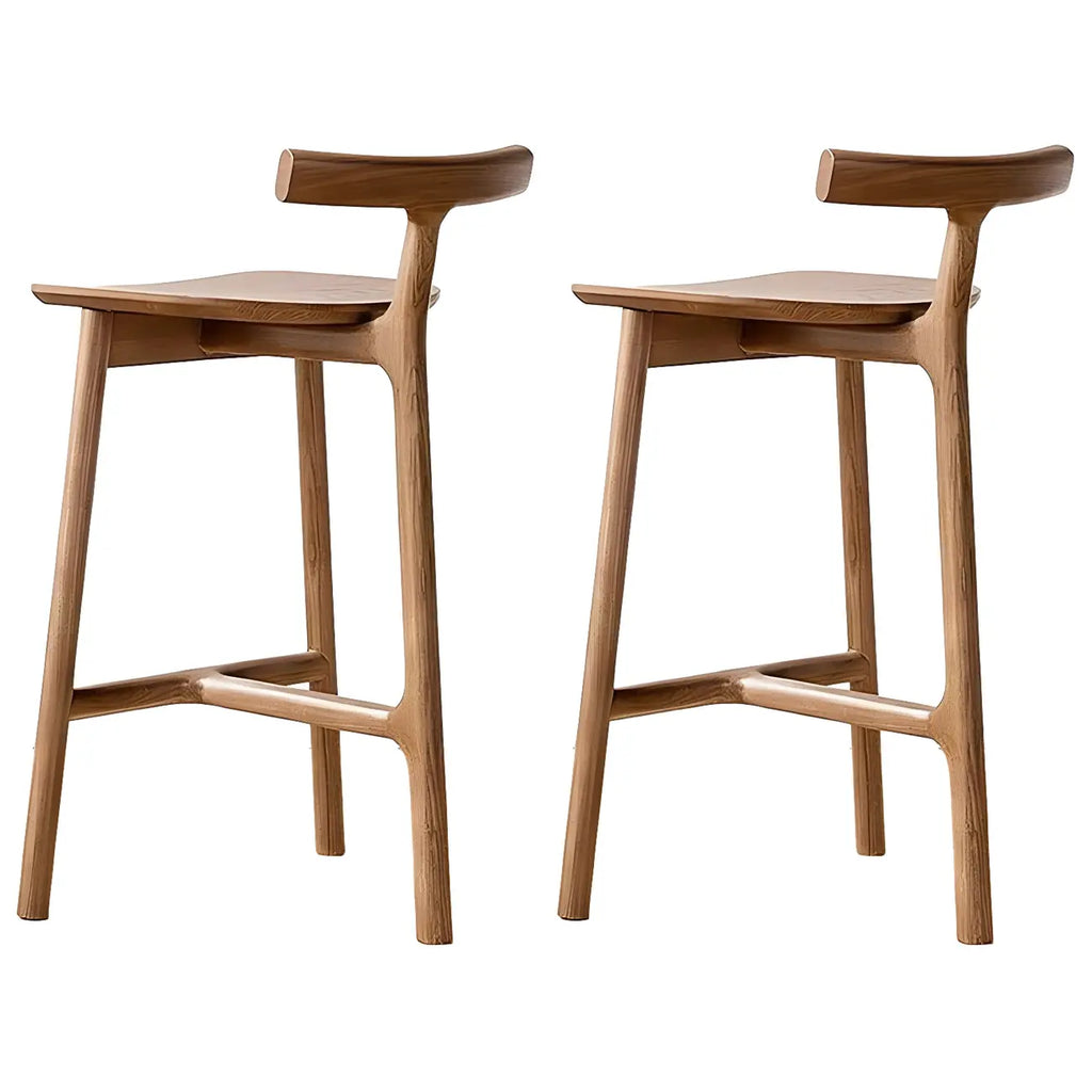 Tabouret de bar sans accoudoirs en bois de frêne naturel et tissu, trépied.