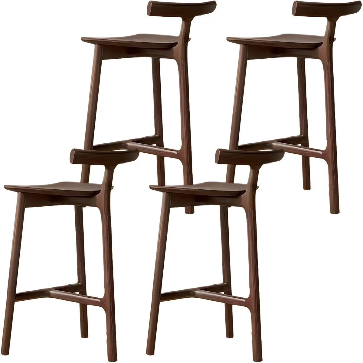 Tabouret de bar sans accoudoirs en bois de frêne naturel et tissu, trépied.